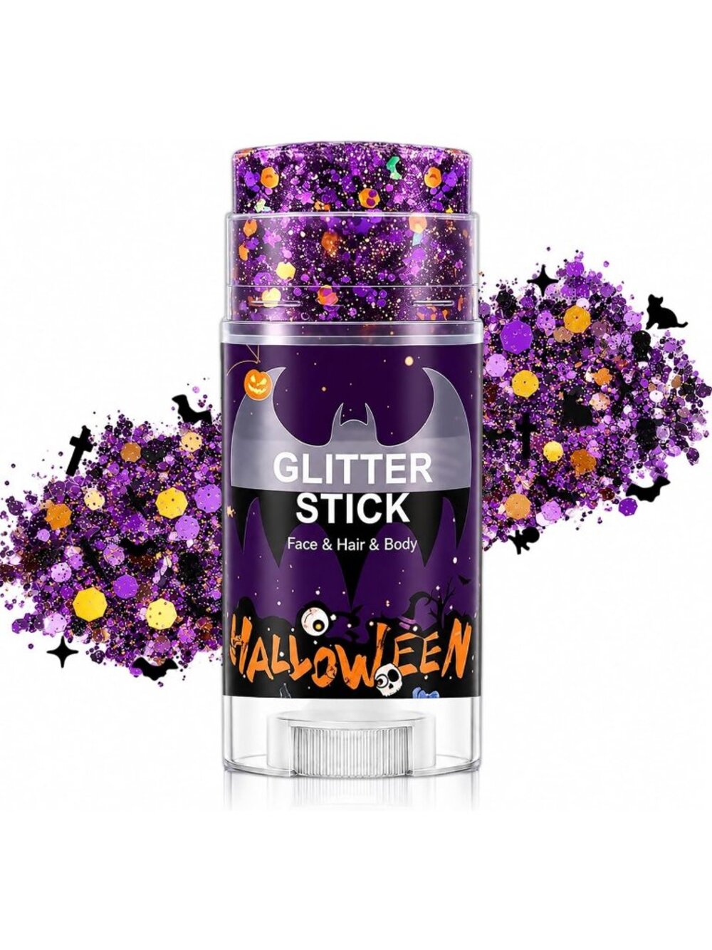 🎃Halloween Face Body Glitter Stick Purple Sparkly Hair Glitter Chunky Sequin